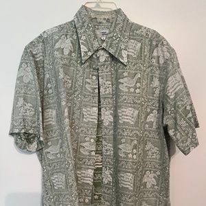 1960's-era vintage Reyn Spooner green/white aloha shirt - Men's L